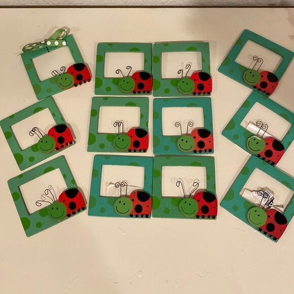 Ladybug Wood Craft Frames set of 12 NEW Multi Use Open Back 3 inches - Picture 4 of 8